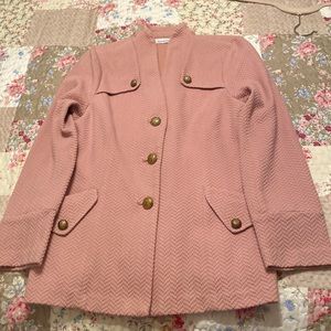 Joan Rivers rose color blazer with hardware buttons and washable
